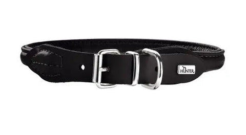 Læder rund halsbånd Elg 38-42 cm 8 mm bred sort