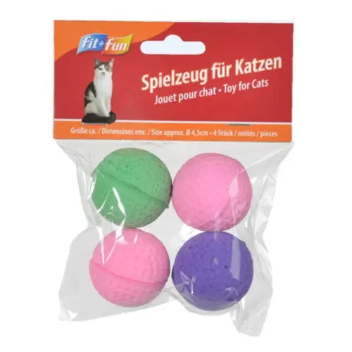 Kattelegetøj softbold 4 stk/pk 5 cm ass farve