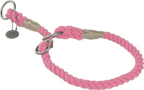 Bomulds halsbånd M 50 cm pink rund