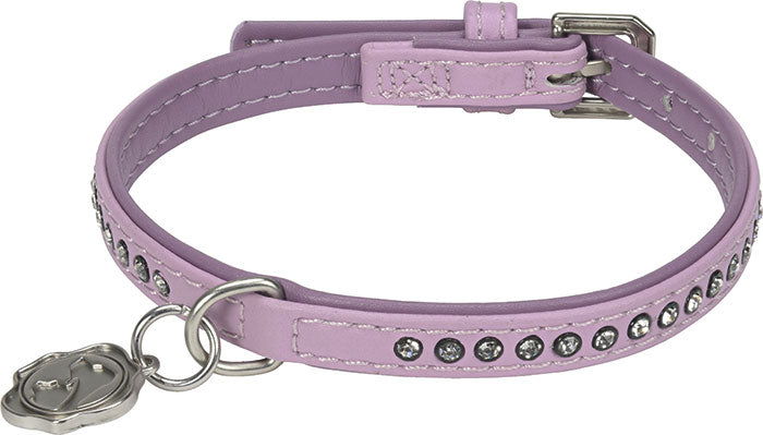 Kunstlæderhalsbånd Deluxe Rhinestones XXXS rosa