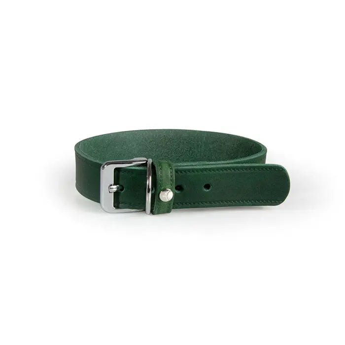 Læder halsbånd Weinheim 51-57 cm grøn bred